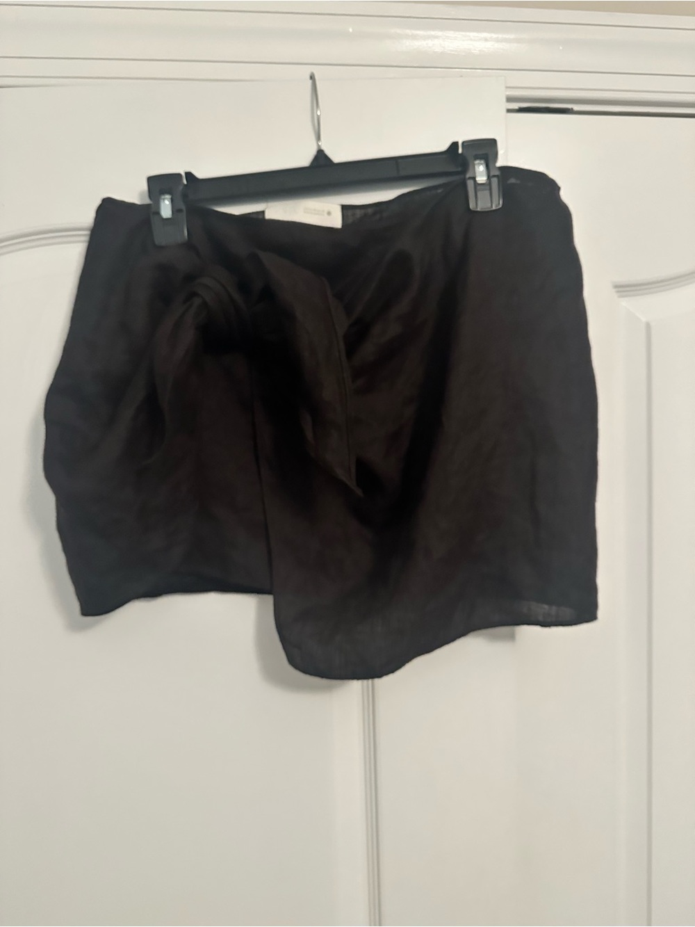 Zara Black Women’s Wrap Mini Skirt - Linen